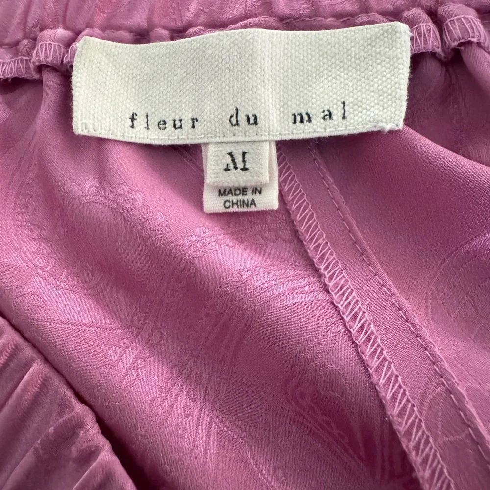 Fleur Du Mal Pajama Track Pant in Azalea Paisley Jacquard Elastic Waist‎ Size M - Picture 15 of 15